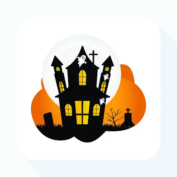 Icono Encantado Halloween Haunted House — Vector de stock
