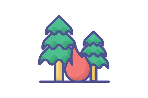 Lösa Upp Klimatpåverkan Träd Fires Ikon — Stock vektor