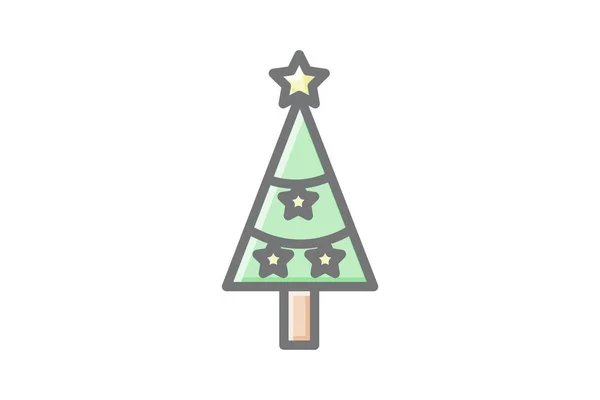 Ícone Árvore Natal Inspirado Fazenda — Vetor de Stock