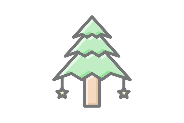 Playful Colorful Christmas Tree Icon — Stock Vector