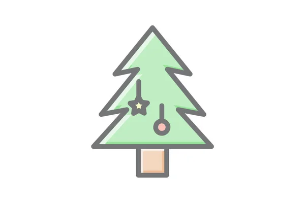 Ícone Árvore Natal Inspirado Fazenda — Vetor de Stock