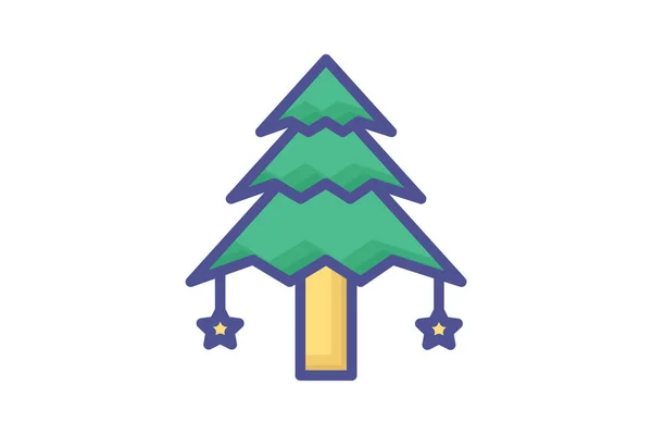 Playful Colorful Christmas Tree Icon — Stock Vector