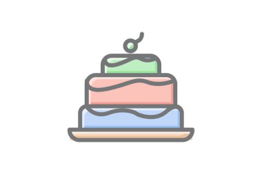 Lezzetli Noel Keki Muhteşem Çizgi Simgesi