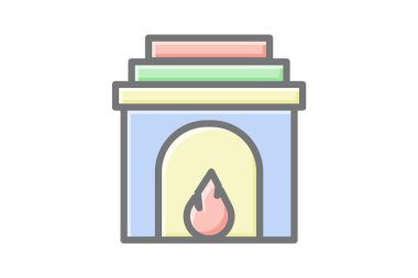 Samimi Noel Şöminesi Muhteşem Çizgi Simgesi