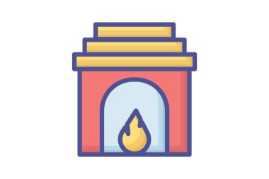 Samimi Noel Şöminesi Dolu Taslak Simgesi