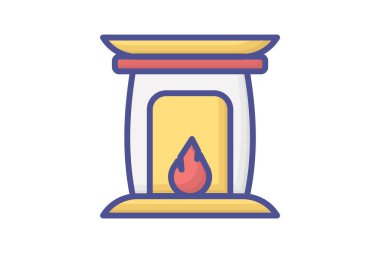 Samimi Noel Şöminesi Cenneti Taslak Simgesi Dolu