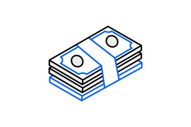 CurrencyCanvas Olanakları Varlık İzometrik İkili Renk Simgesi