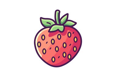 Yapraklı çilek taze meyve vektör illüstrasyon tasarımı