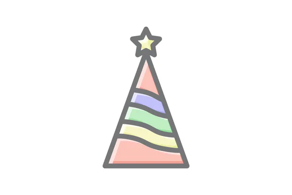Merry Christmas Hat Magic ากล Linear Icon — ภาพเวกเตอร์สต็อก