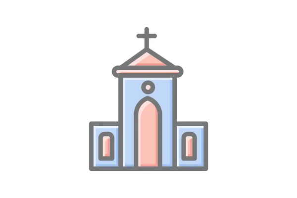 Reverent Christmas Church Awesome Lineal Icon — Stock Vector
