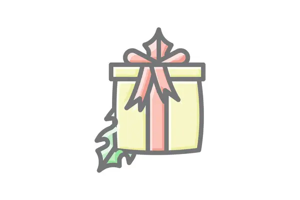 Γιορταστικό Χριστουγεννιάτικο Δώρο Awesome Lineal Εικονίδιο — Διανυσματικό Αρχείο