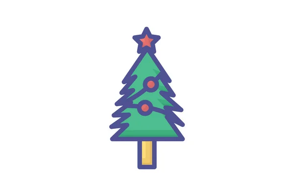 Noel Ağacı Bir Bayram Geleneği Taslak Simgesi Dolduruldu — Stok Vektör
