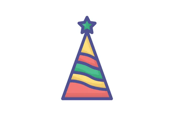Joyeux Chapeau Noël Magique Rempli Contour Icône — Image vectorielle