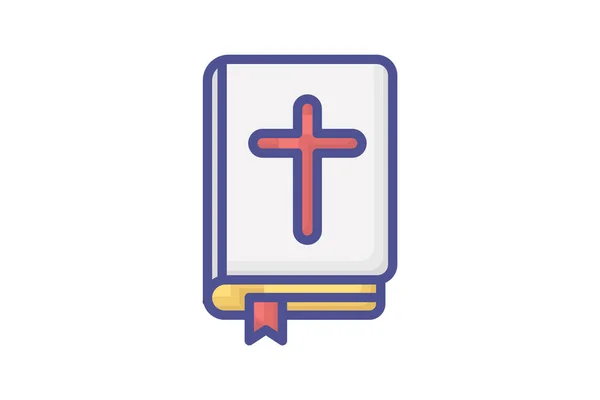Libro Sagrado Biblia Icono Esquema Lleno — Vector de stock