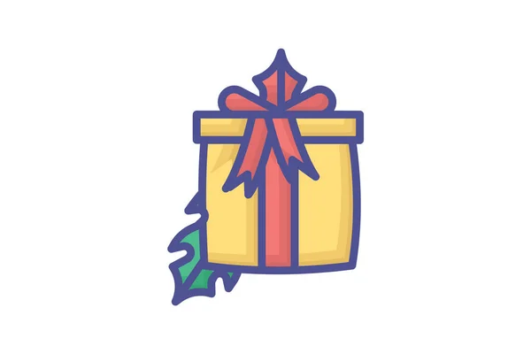 Celebratory Christmas Gift Wypełnione Zarys Ikona — Wektor stockowy
