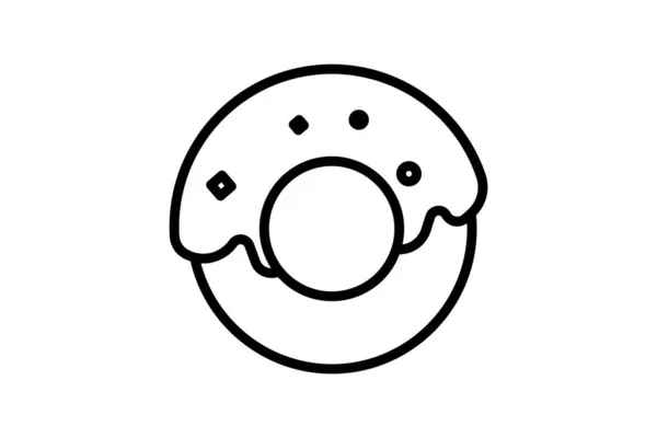 Mutlu Donut Harikalar Diyarı Çizgisi Simgesi — Stok Vektör
