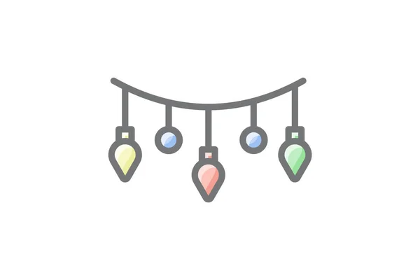 Karácsonyi Dekoráció Lights Awesome Lineal Ikon — Stock Vector