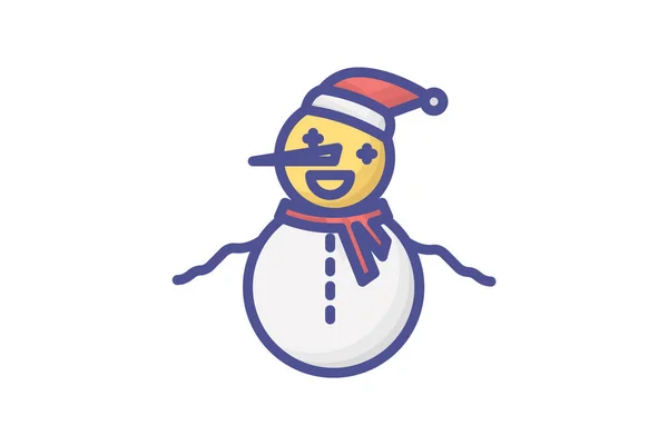 Weihnachten Schneemann Frostige Freunde Filled Outline Icon — Stockvektor