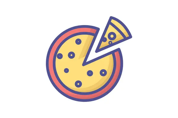 喜びのピザのスライス 満たされたアウトライン アイコン — ストックベクタ