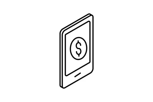 Mobilecash Digital Transactions Icona Isometrica — Vettoriale Stock