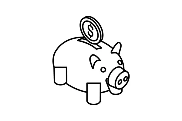 Piggy Bankopieka Nad Przyszłością Ikona Izometryczna Fortunes — Wektor stockowy