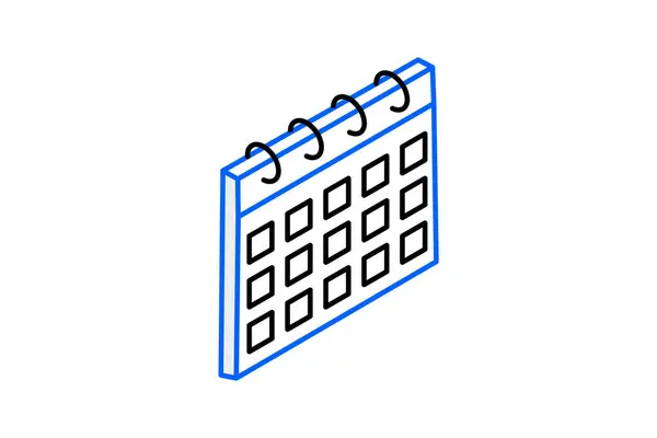 Calendario Mapeo Tapiz Del Tiempo Duo Isométrico Icono Color — Vector de stock