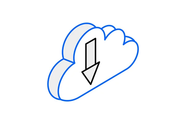 Cloudsync Downpour Ícone Isométrico Cor Duo —  Vetores de Stock