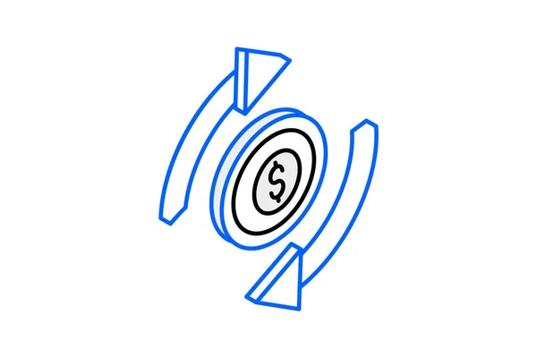 Cashflow Νόμισμα Exchange Ισομετρικό Δίδυμο Εικονίδιο Χρώμα — Διανυσματικό Αρχείο