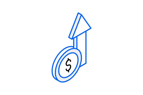 Dollar Verstärkt Finanzwachstum Isometrisches Duo Color Icon — Stockvektor