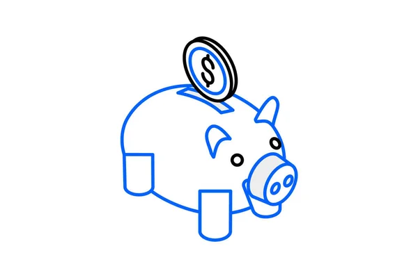 Piggy Banking Καλλιέργεια Μελλοντικές Περιουσίες Ισομετρικό Δίδυμο Εικονίδιο Χρώματος — Διανυσματικό Αρχείο