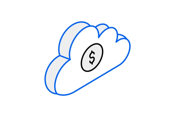 Cashflow Navigieren Der Währungswolke Isometrisches Duo Color Icon — Stockvektor