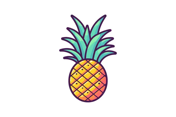 Tropikal Ananas Meyveli Çizgi Film Vektör Çizimi Grafik Tasarımı — Stok Vektör