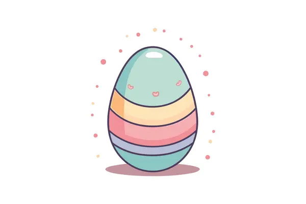 Huevos Pascua Con Caras Felices Flores — Vector de stock