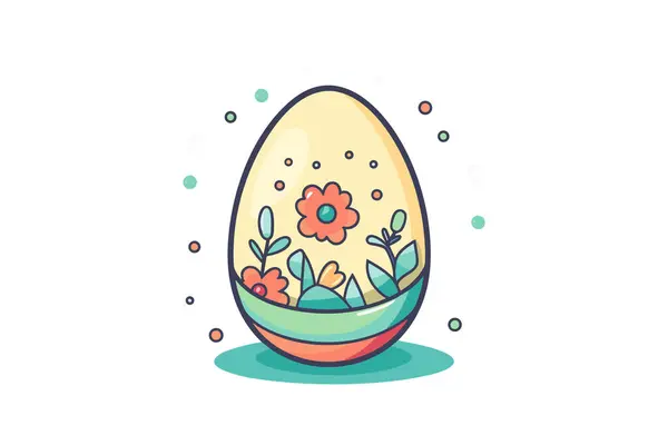Huevo Pascua Con Flores Ramas Ilustración Vectorial Huevo Pascua Huevo — Vector de stock