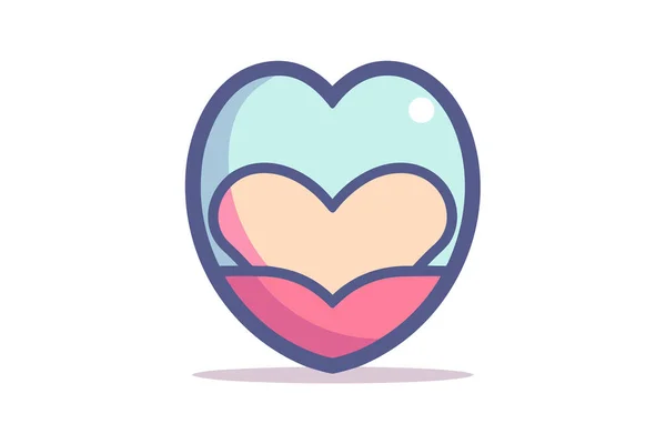 Corazón Con Diseño Icono Estilo Plano Caramelo Amor Romántico Día — Vector de stock
