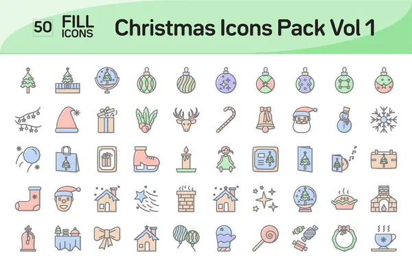 Noel Simgeleri Vol 1 Müthiş Renk Taslağı Simgeleri Paketi