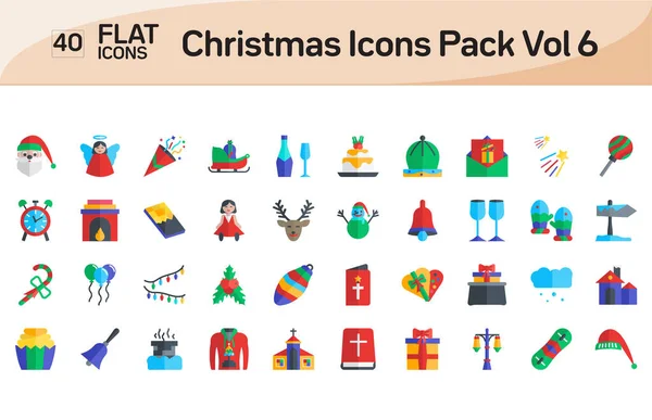 Stock vector Christmas Icons Pack Vol 6 Flat Color Icons Pack