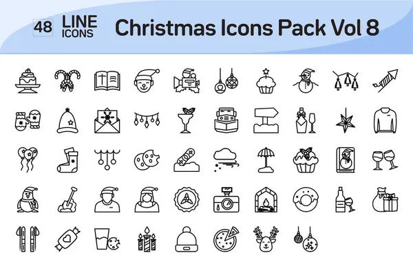 stock vector Christmas Icons Pack Vol 8 Line Icons Pack