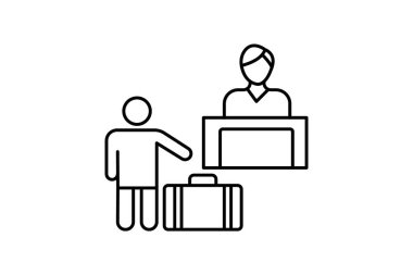 Check-in Satırı Simgesi Seyahat ve Tur Simgesi, Turizm Simgesi, Dünya Simgelerini Keşfeden