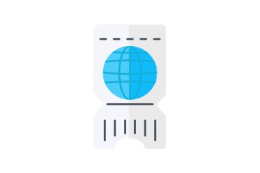 Pasaport Düz Simgesi Seyahat ve Tur Simgesi, Turizm Simgesi, Dünya Simgelerini Keşfeden