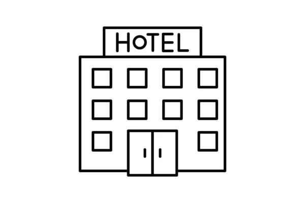 Hotele Line Ikona Podróży Zwiedzania Ikona Ikona Turystyki Zwiedzanie Ikon — Wektor stockowy