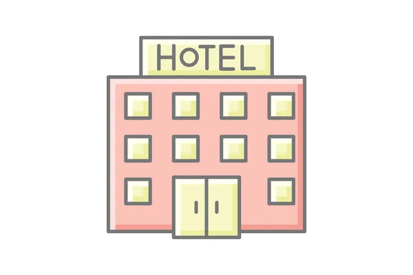 ホテル 素晴らしいアウトラインアイコントラベル ツアーアイコン 観光アイコン 世界のアイコンを探索 — ストックベクタ