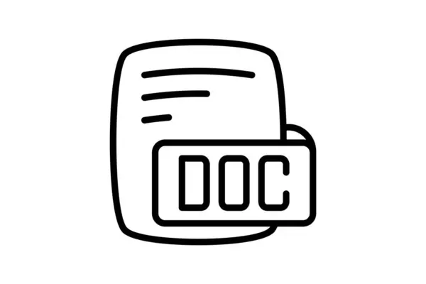 Icona Doc Docx Microsoft Word Document Line Style — Vettoriale Stock