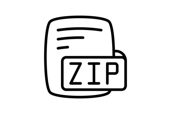 Zip Tömörített Archív Vonal Stílus Ikon — Stock Vector