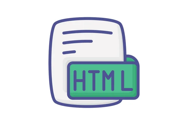Html Hypertext Markup Language Esquema Color Icono Estilo — Vector de stock