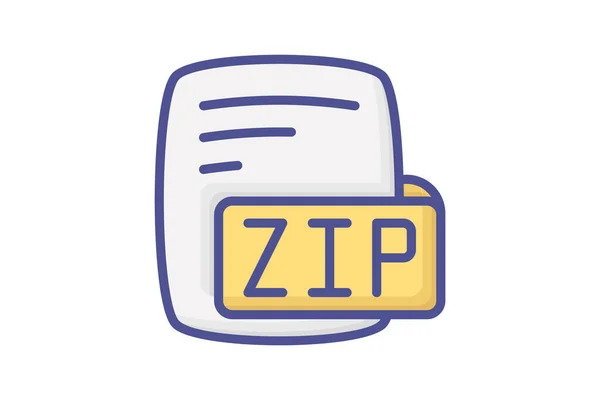 Zip圧縮アーカイブ カラーアウトラインスタイルアイコン — ストックベクタ