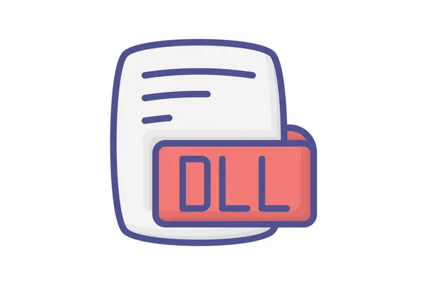 Dll Dynamic Link Library Esquema Color Icono Estilo — Vector de stock