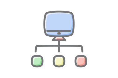 Ağ Bilgisayar Donanımı, Bilgisayar Bileşeni Muhteşem Çizgi Rengi Simgesi