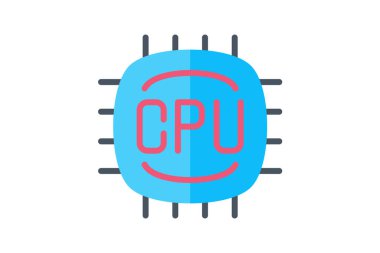 İşlemci Bilgisayar Donanımı, Bilgisayar Bileşeni Düz Renk Simgesi