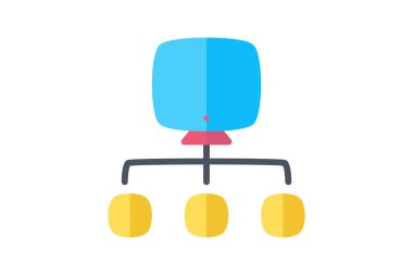 Ağ Bilgisayar Donanımı, Bilgisayar Bileşeni Düz Renk Simgesi